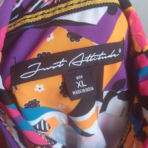 Men's XL Samurai Japanese Print Shirt Short Sleeve Abstract Just Attitude - Picture 5 of 5